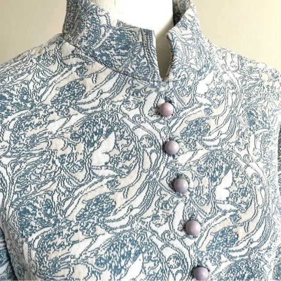 Leo-Danal Crimplene Dress with Buttons, Women’s US 10 Light Blue & Cream - Picture 6 of 13